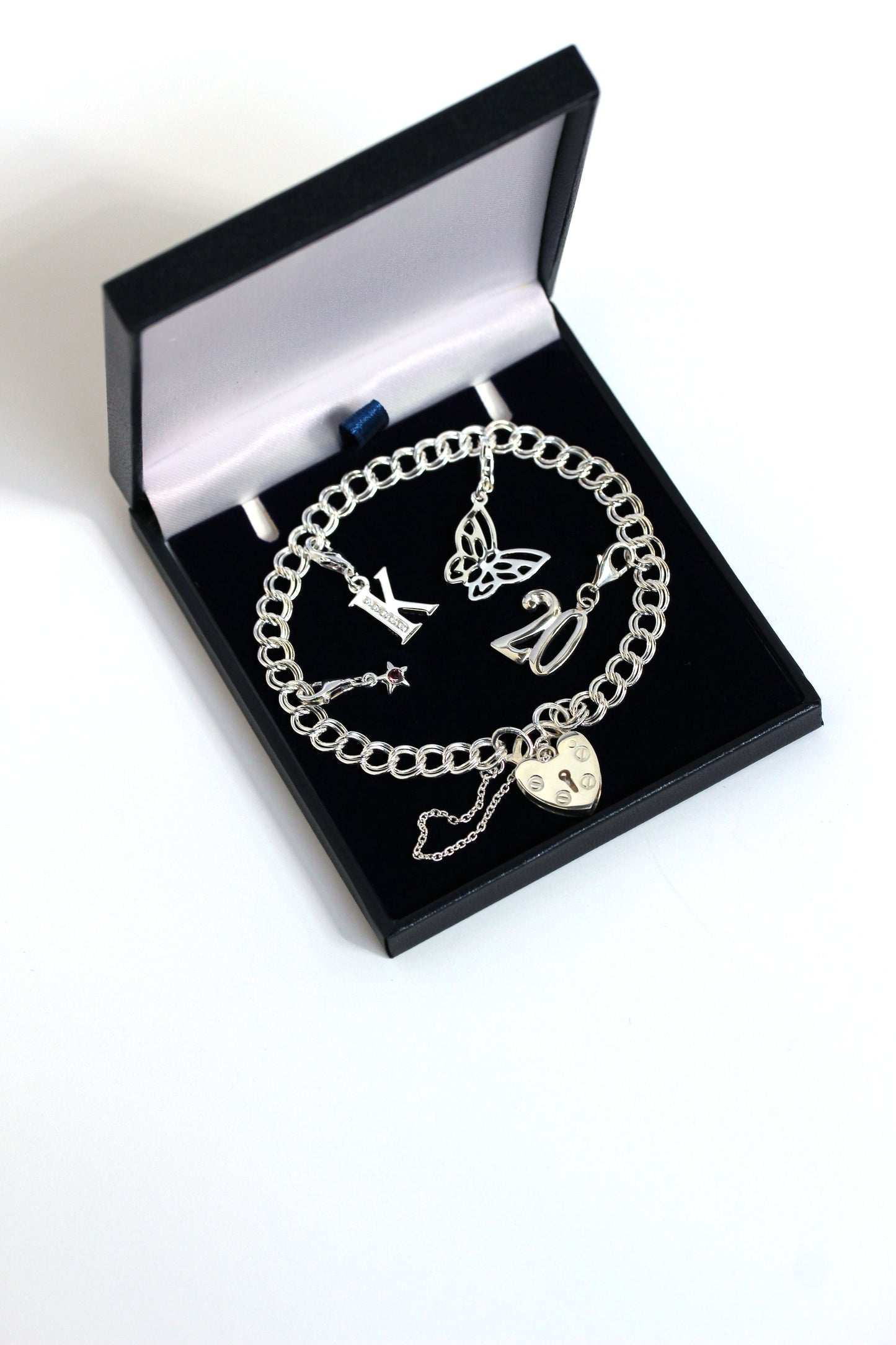 Sterling Silver Double Curb Charm Bracelet