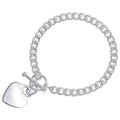 Sterling Silver Curb Bracelet With Heart Toggle