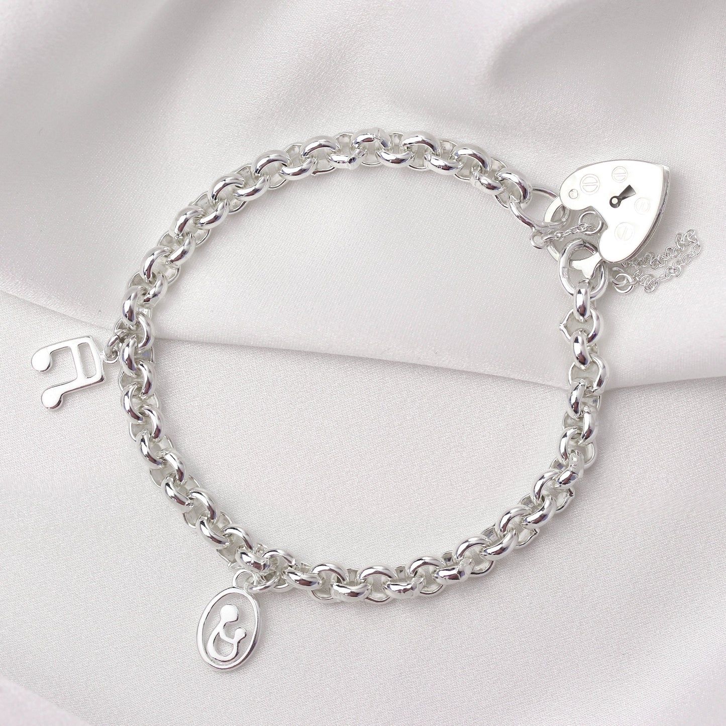 Sterling Silver Belcher Bracelet with Heart Clasp