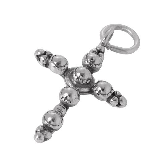 Sterling Silver Beaded Cross Charm