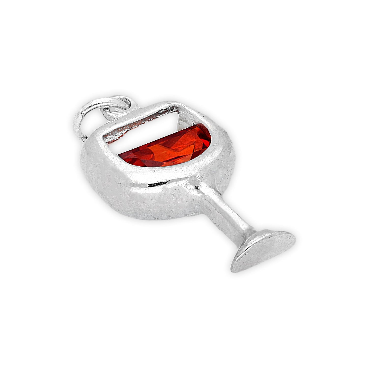 Sterling Silver Crystal Red Wine Glass Charm