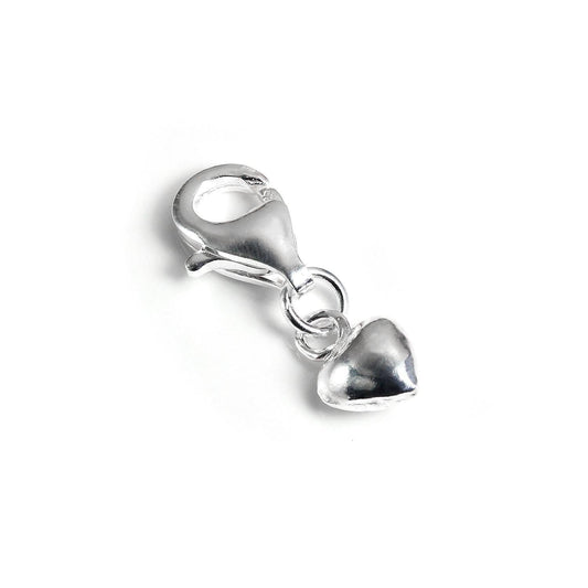 Tiny Sterling Silver Hollow Puffed Heart Clip on Charm