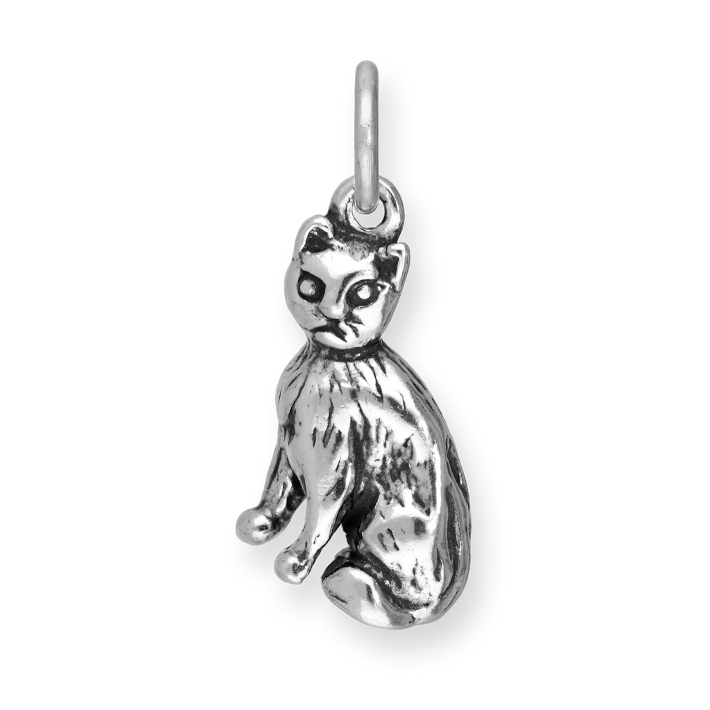 Sterling Silver Large Cat Charm
