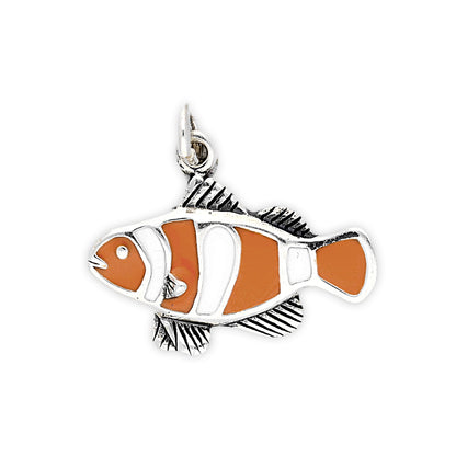Sterling Silver and Enamel Clown Fish Charm