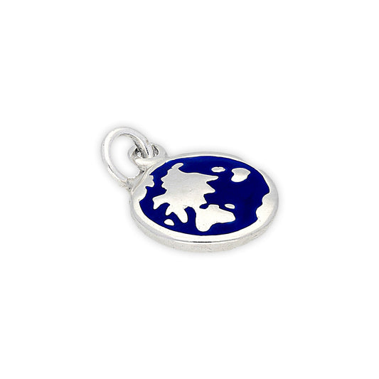 Sterling Silver Blue Enamelled Globe Charm
