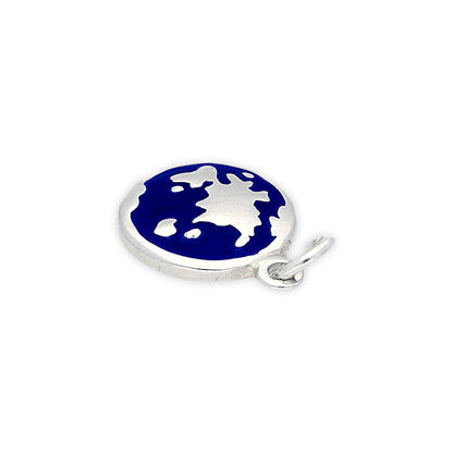 Sterling Silver Blue Enamelled Globe Charm