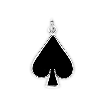 Sterling Silver and Enamel Spade Charm