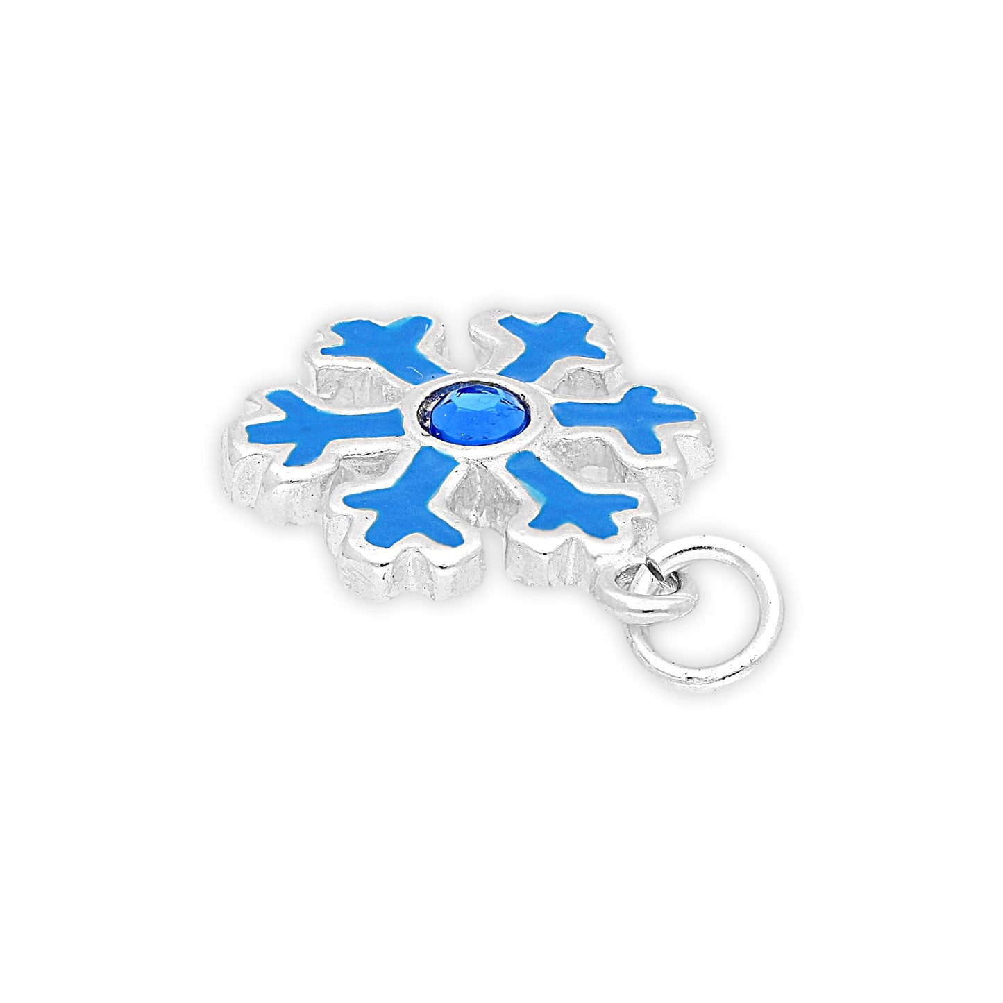 Sterling Silver Enamel and Crystal Snowflake Charm