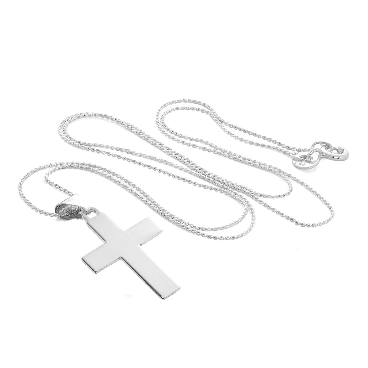Sterling Silver Cross with Lord's Prayer Pendant Necklace
