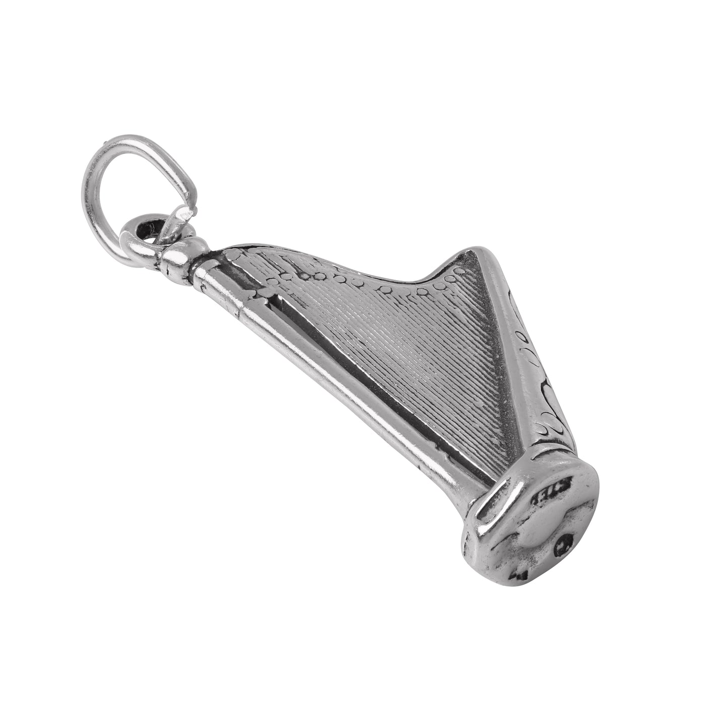 Sterling Silver 3D Harp Charm