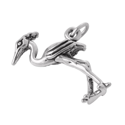 Sterling Silver 3D Heron Charm
