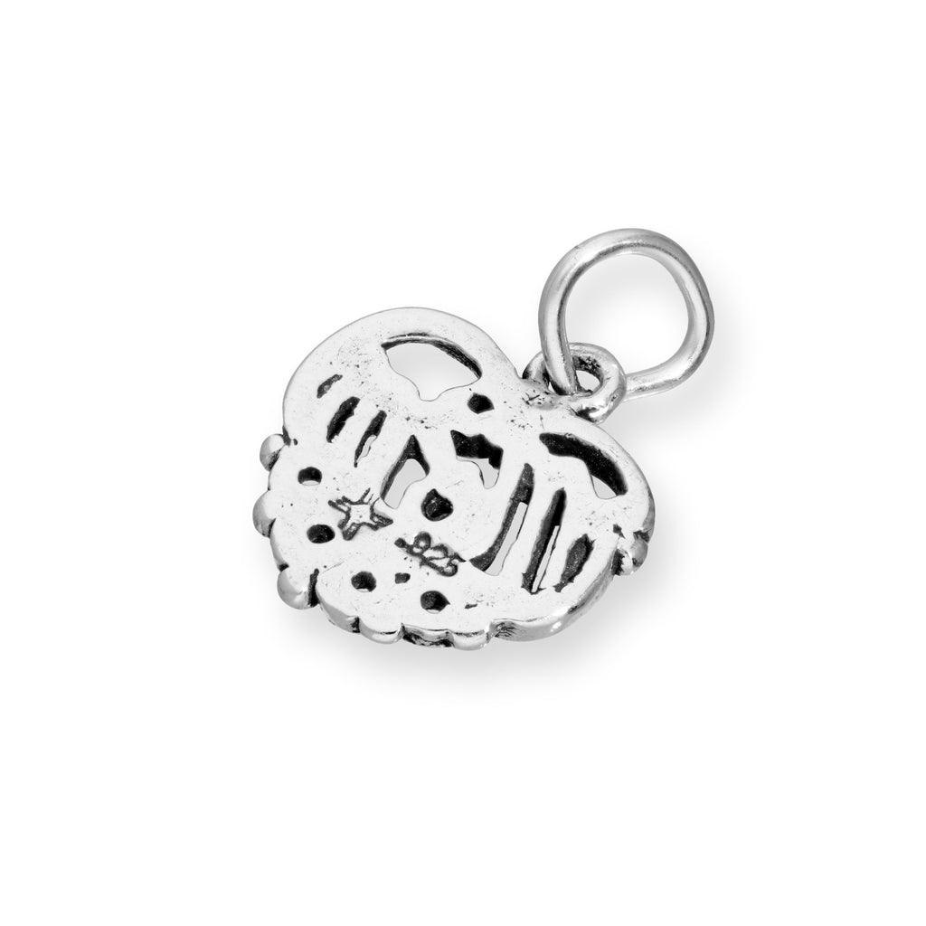 Sterling Silver Filigree Mom Heart Charm