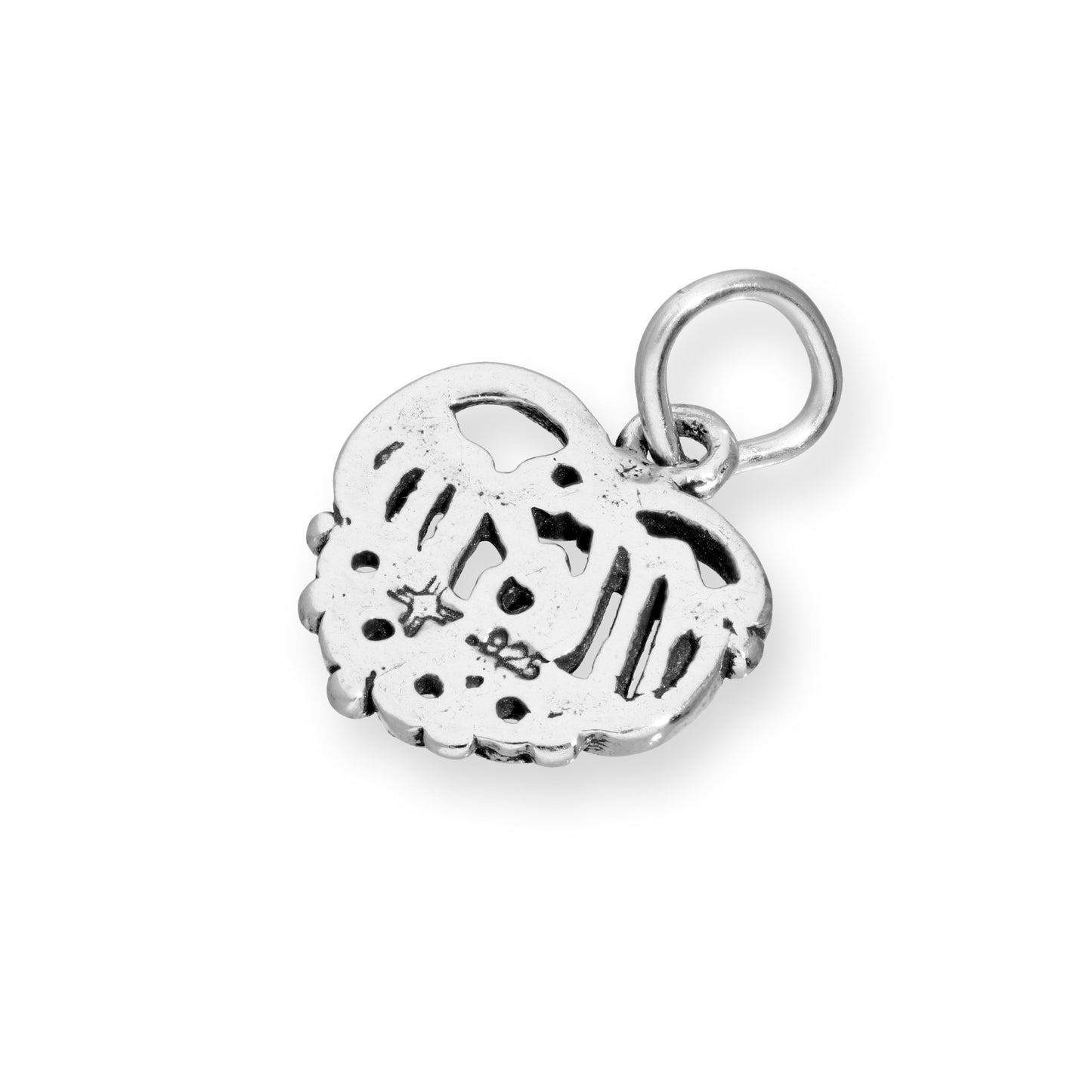 Sterling Silver Filigree Mom Heart Charm