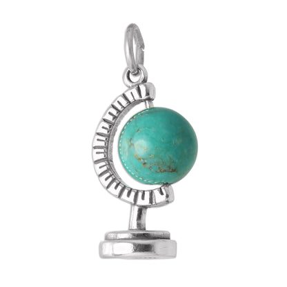Sterling Silver 3D Moving Globe Charm