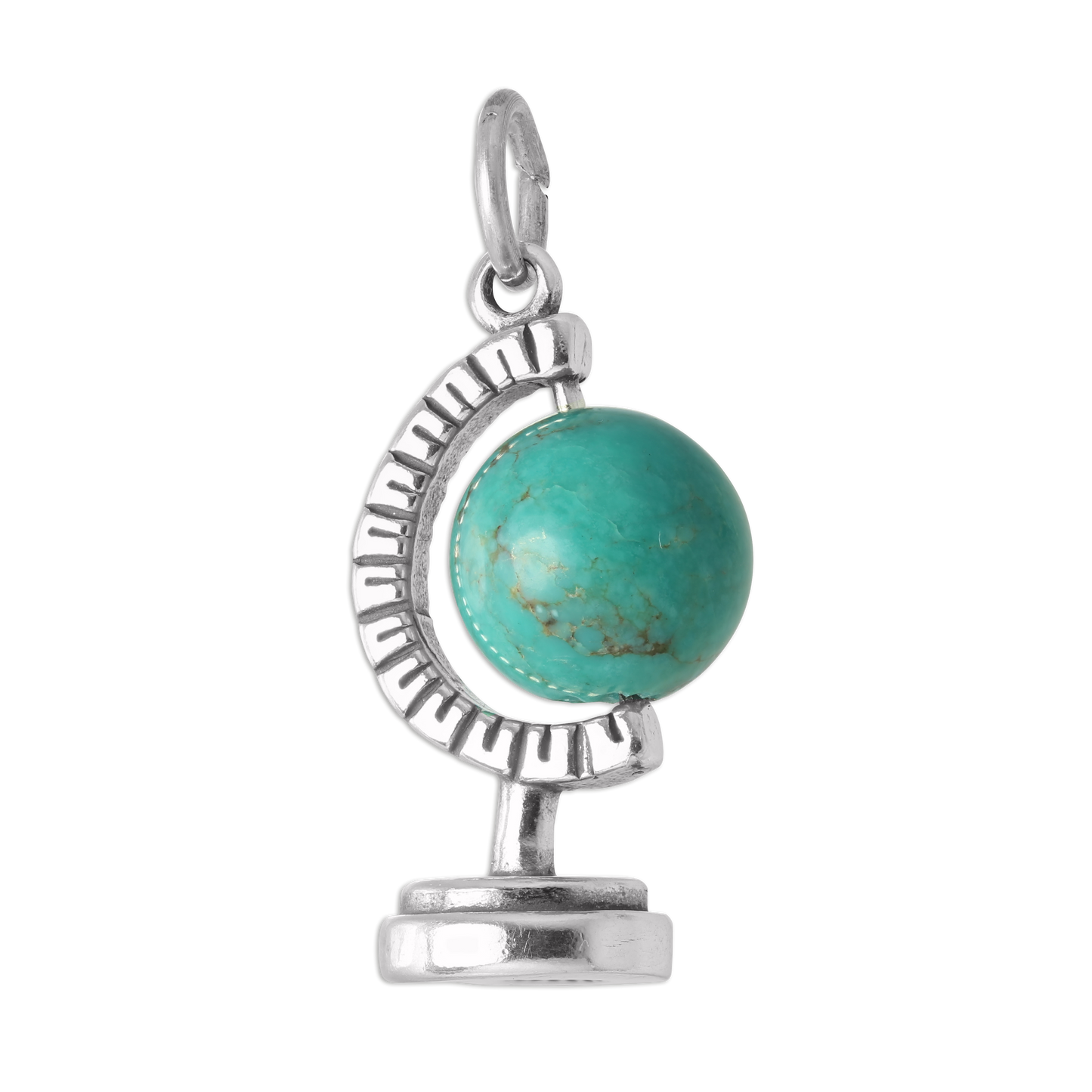 Sterling Silver 3D Moving Globe Charm