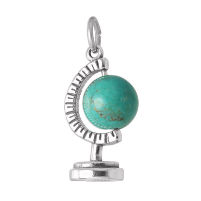 Sterling Silver 3D Moving Globe Charm