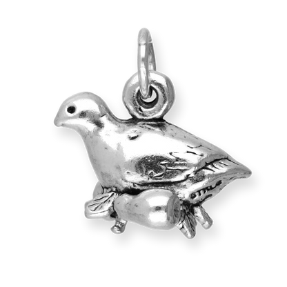 Sterling Silver Partridge in a Pear Tree Charm