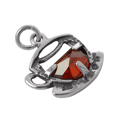 Sterling Silver & Crystal Cup of Tea Charm