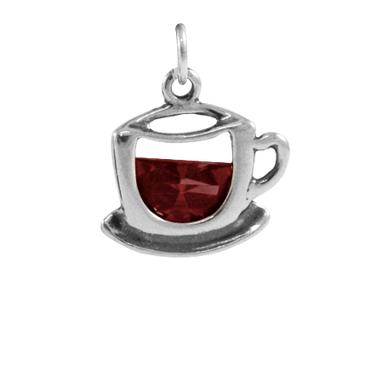 Sterling Silver & Crystal Cup of Tea Charm