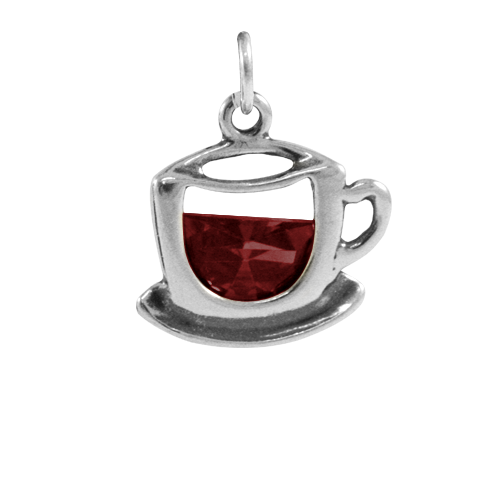 Sterling Silver & Crystal Cup of Tea Charm