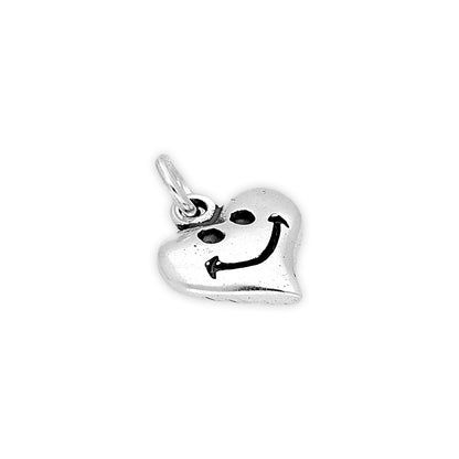 Sterling Silver Smiley Heart Charm