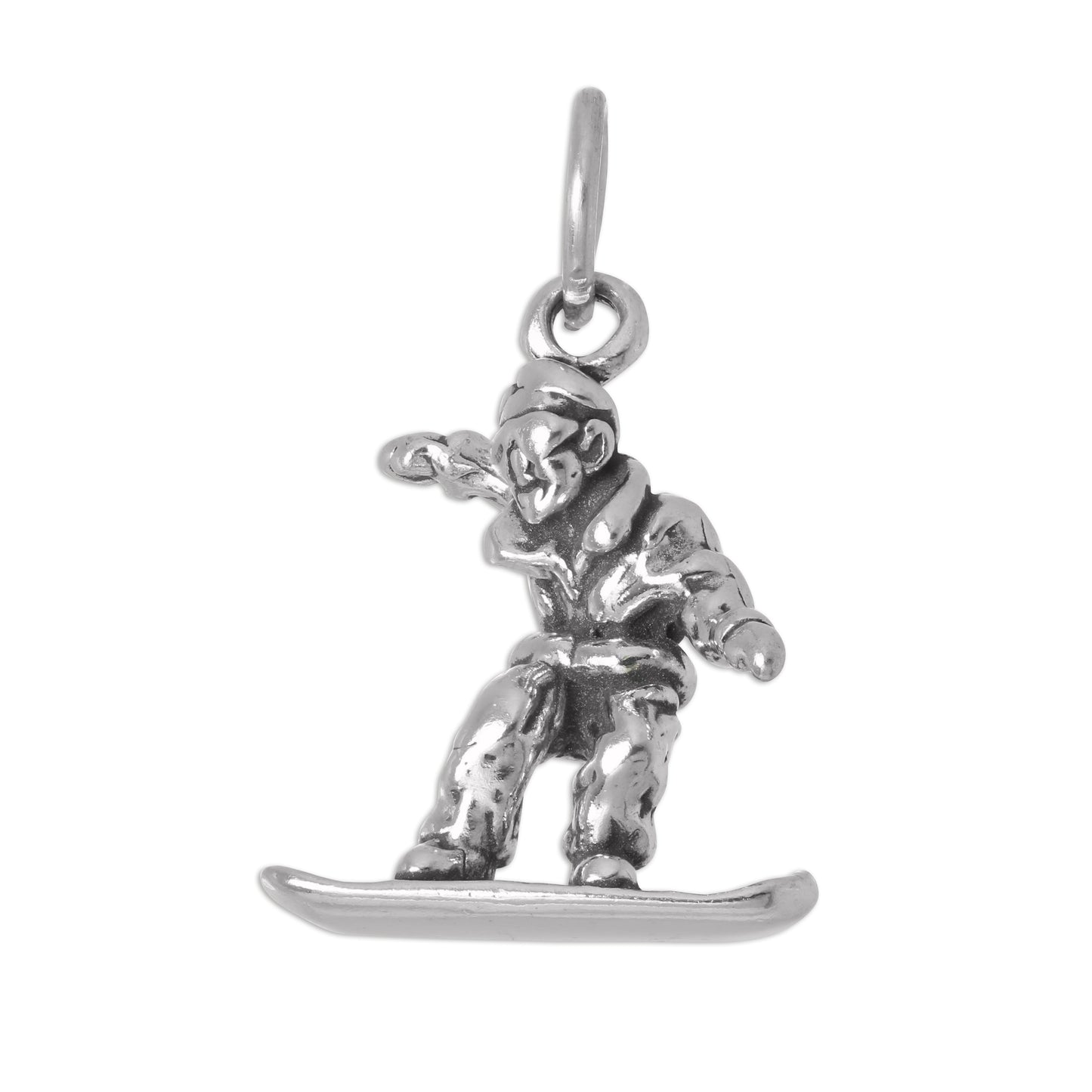 Sterling Silver 3D Snow Boarder Charm