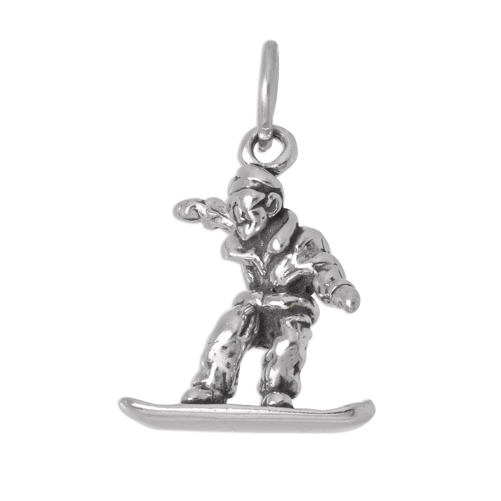 Sterling Silver 3D Snow Boarder Charm