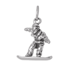 Sterling Silver 3D Snow Boarder Charm