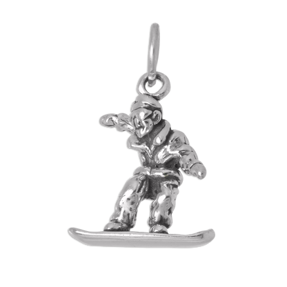 Sterling Silver 3D Snow Boarder Charm