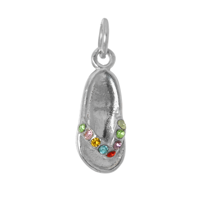 Sterling Silver & Crystal Flip Flop Charm