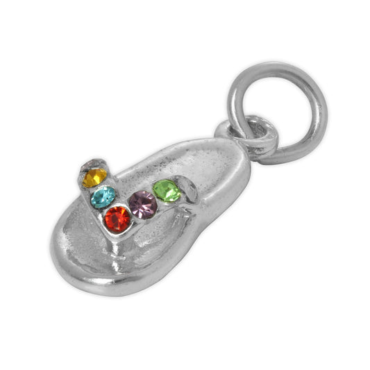 Sterling Silver & Crystal Flip Flop Charm