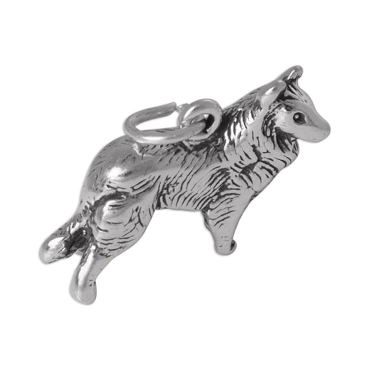 Sterling Silver 3D Border Collie Charm