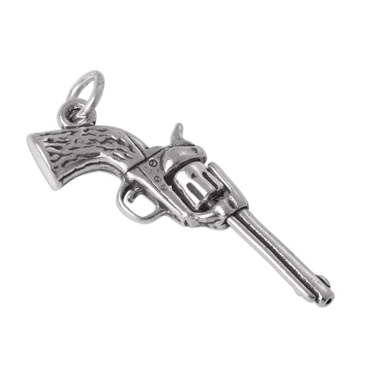 Sterling Silver 3D Moving Gun Charm