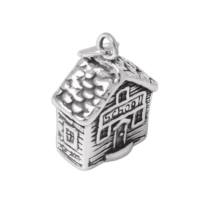 Sterling Silver 3D School House Charm