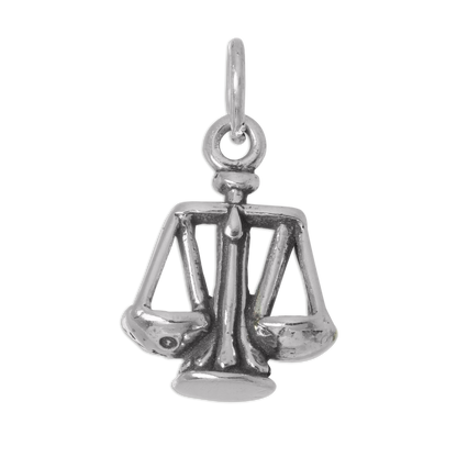 Sterling Silver 3D Scales of Justice Charm