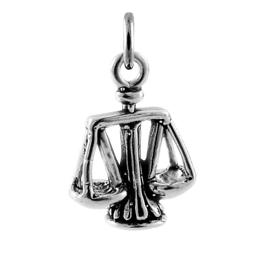 Sterling Silver 3D Scales of Justice Charm