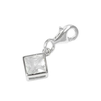 Sterling Silver Heart Crystal Clip on Charm