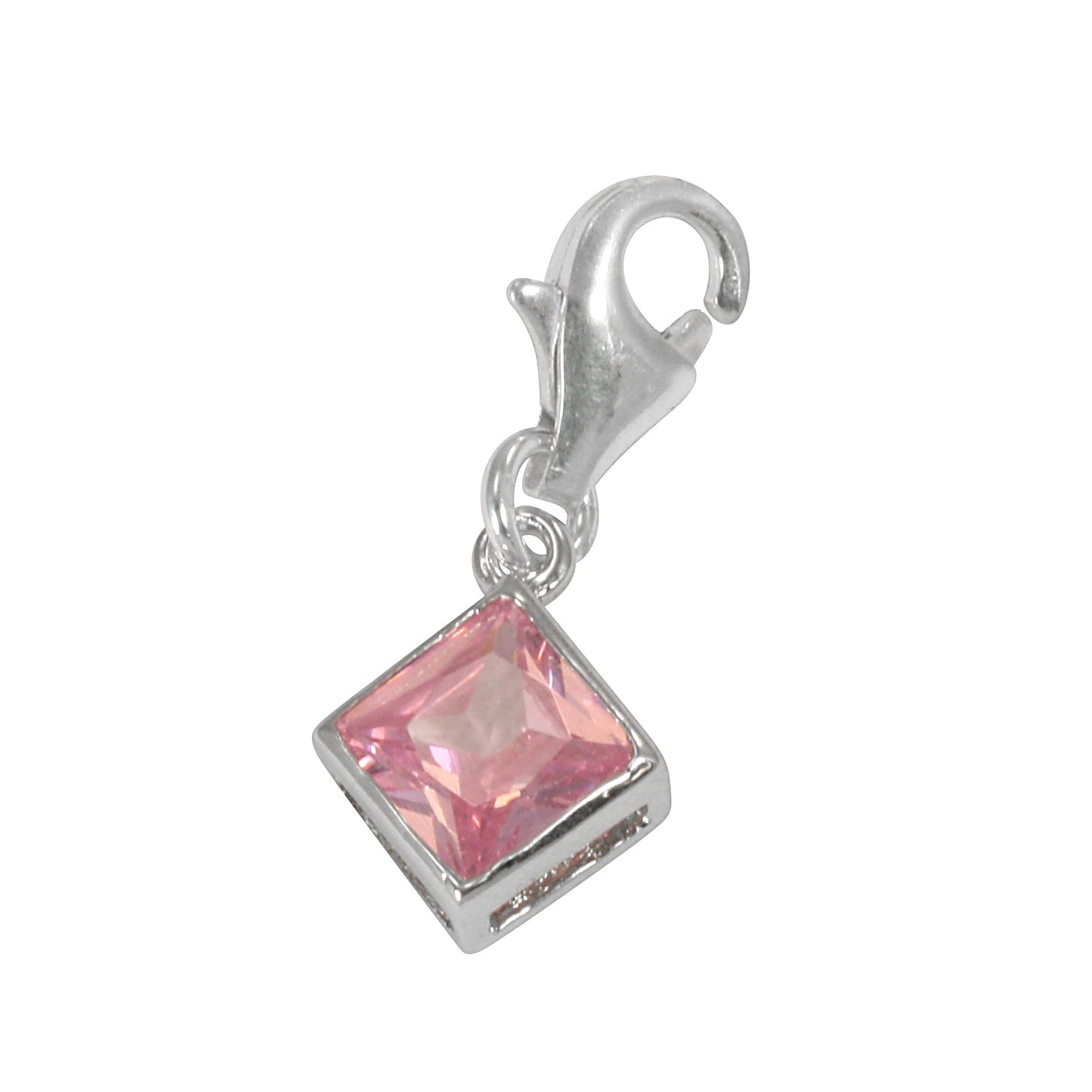 Sterling Silver Heart Crystal Clip on Charm