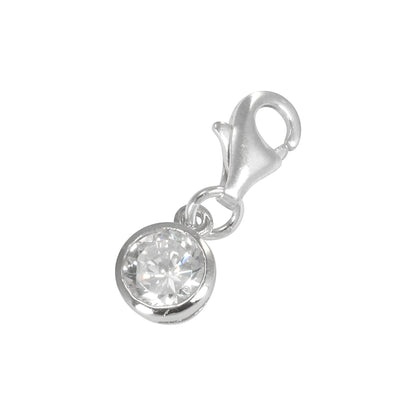 Sterling Silver Heart Crystal Clip on Charm