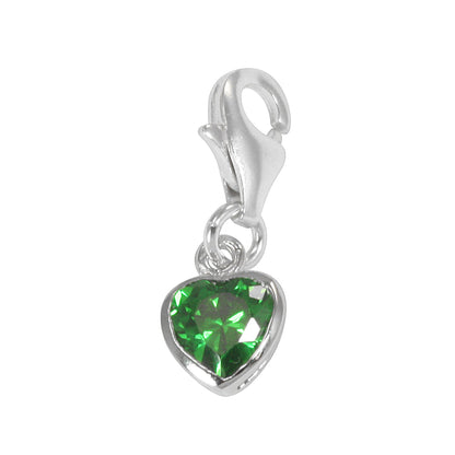 Sterling Silver Heart Crystal Clip on Charm