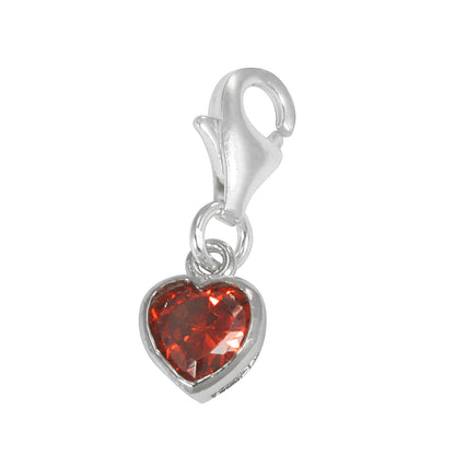 Sterling Silver Heart Crystal Clip on Charm