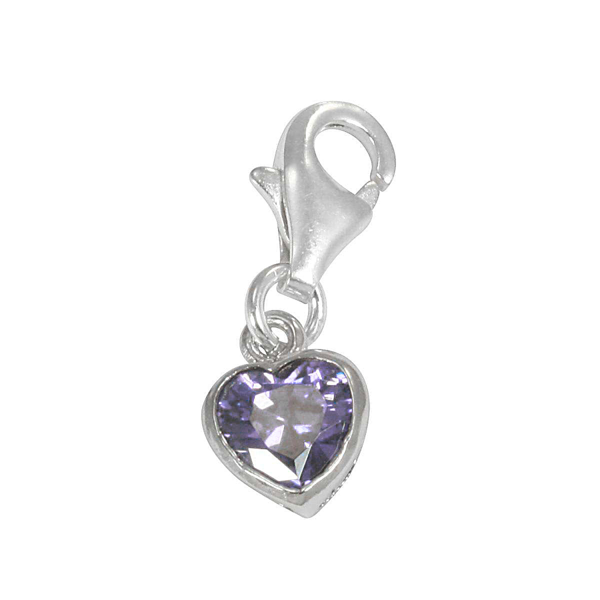 Sterling Silver Heart Crystal Clip on Charm