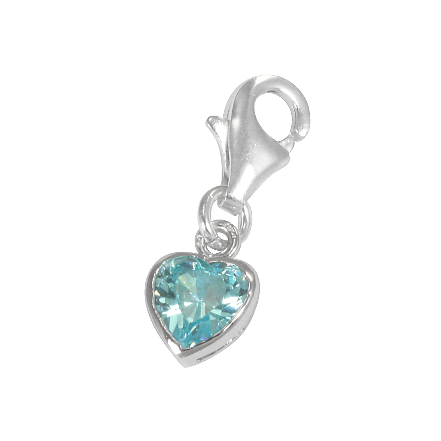 Sterling Silver Heart Crystal Clip on Charm