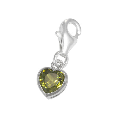 Sterling Silver Heart Crystal Clip on Charm