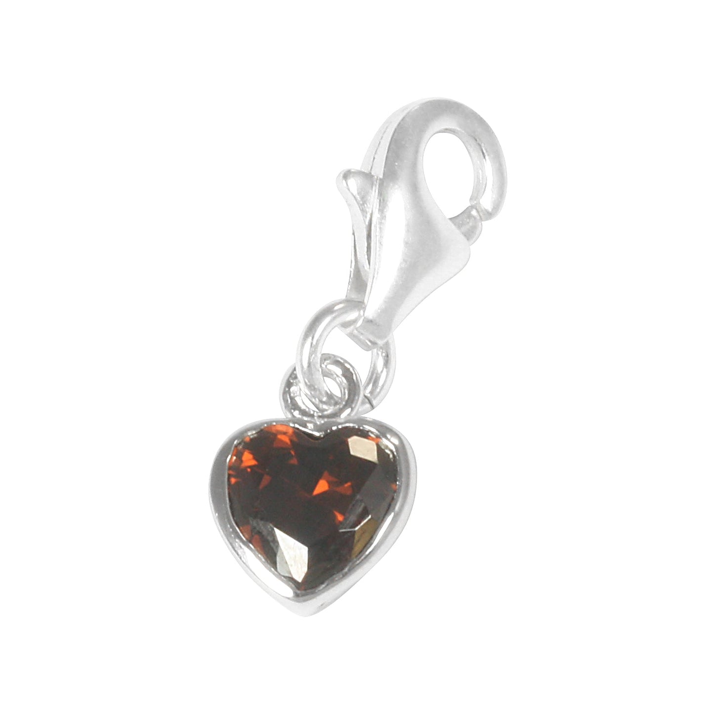 Sterling Silver Heart Crystal Clip on Charm