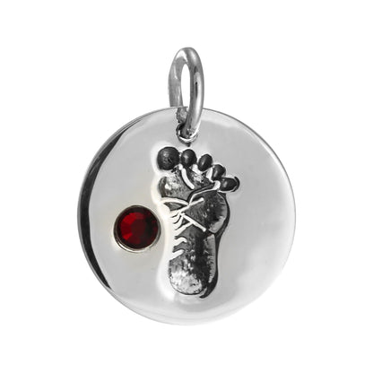 Sterling Silver Birthstone Footprint Charms