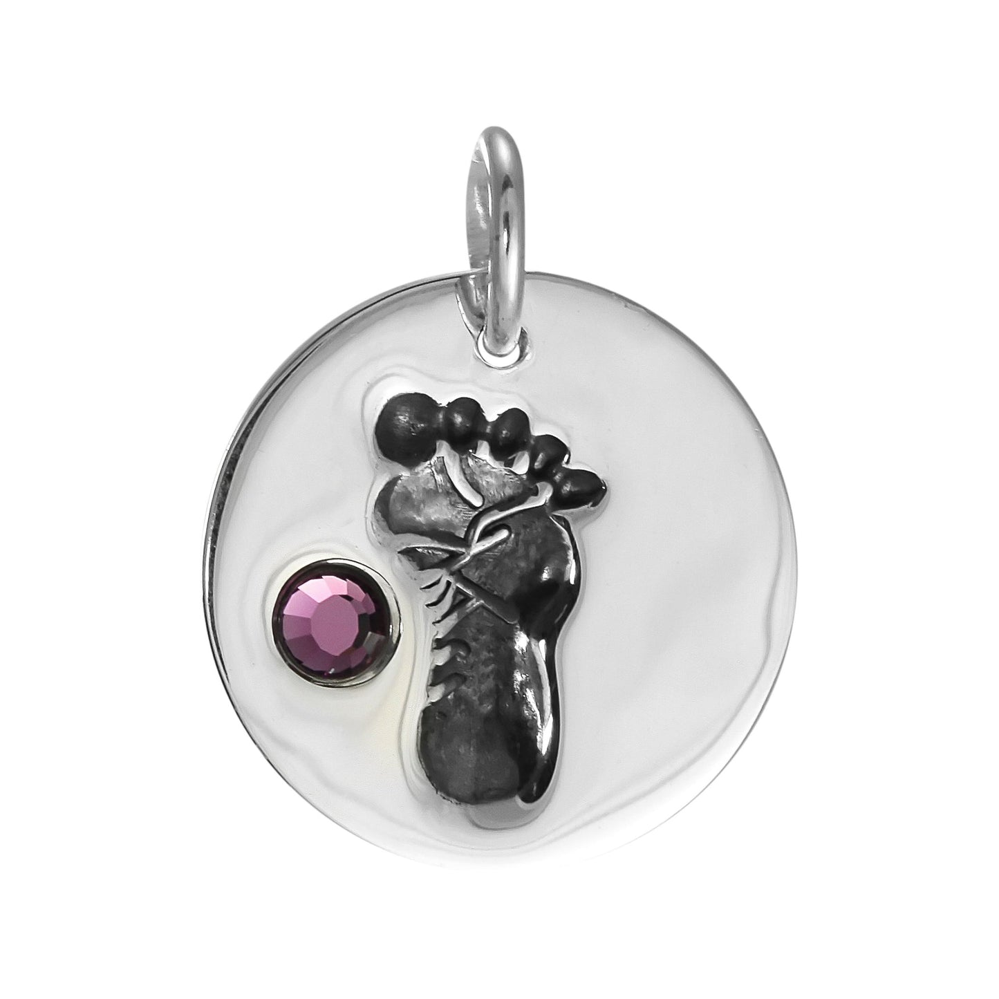 Sterling Silver Birthstone Footprint Charms
