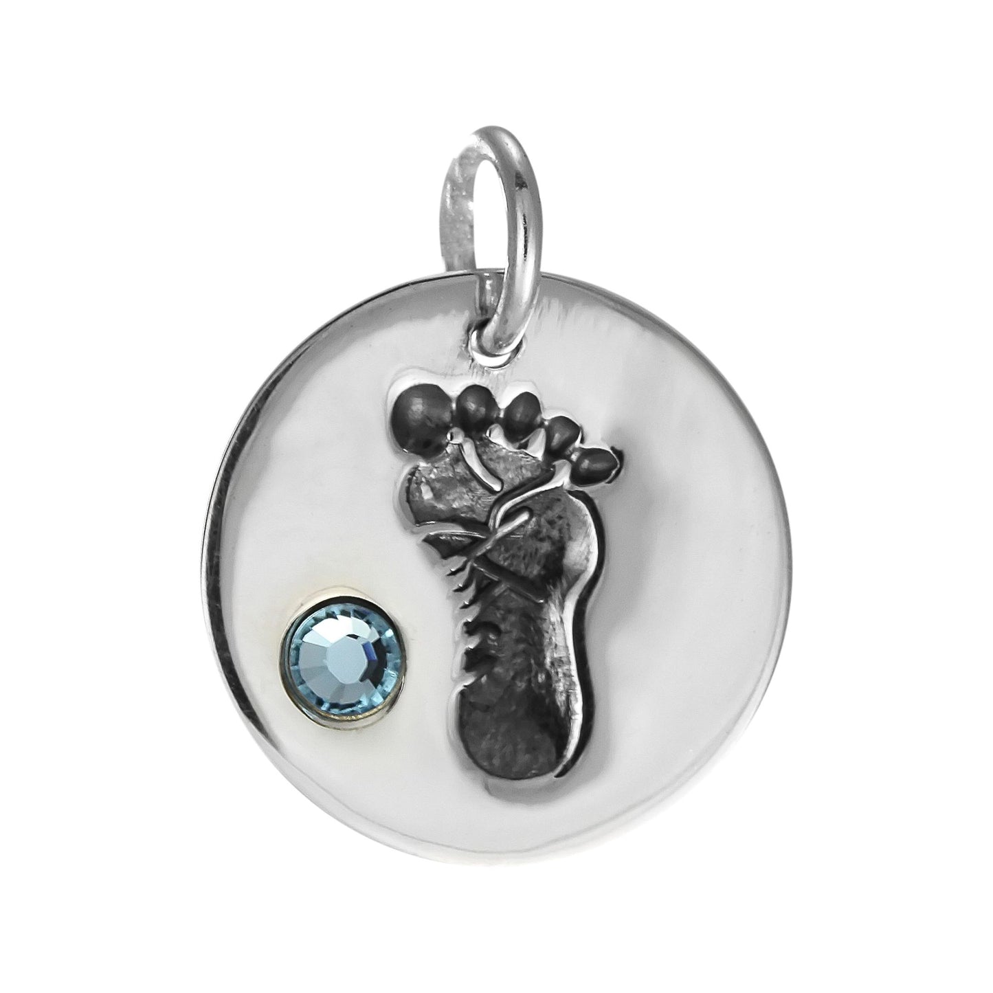 Sterling Silver Birthstone Footprint Charms