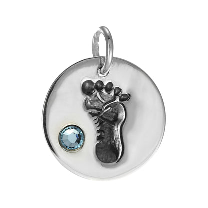 Sterling Silver Birthstone Footprint Charms