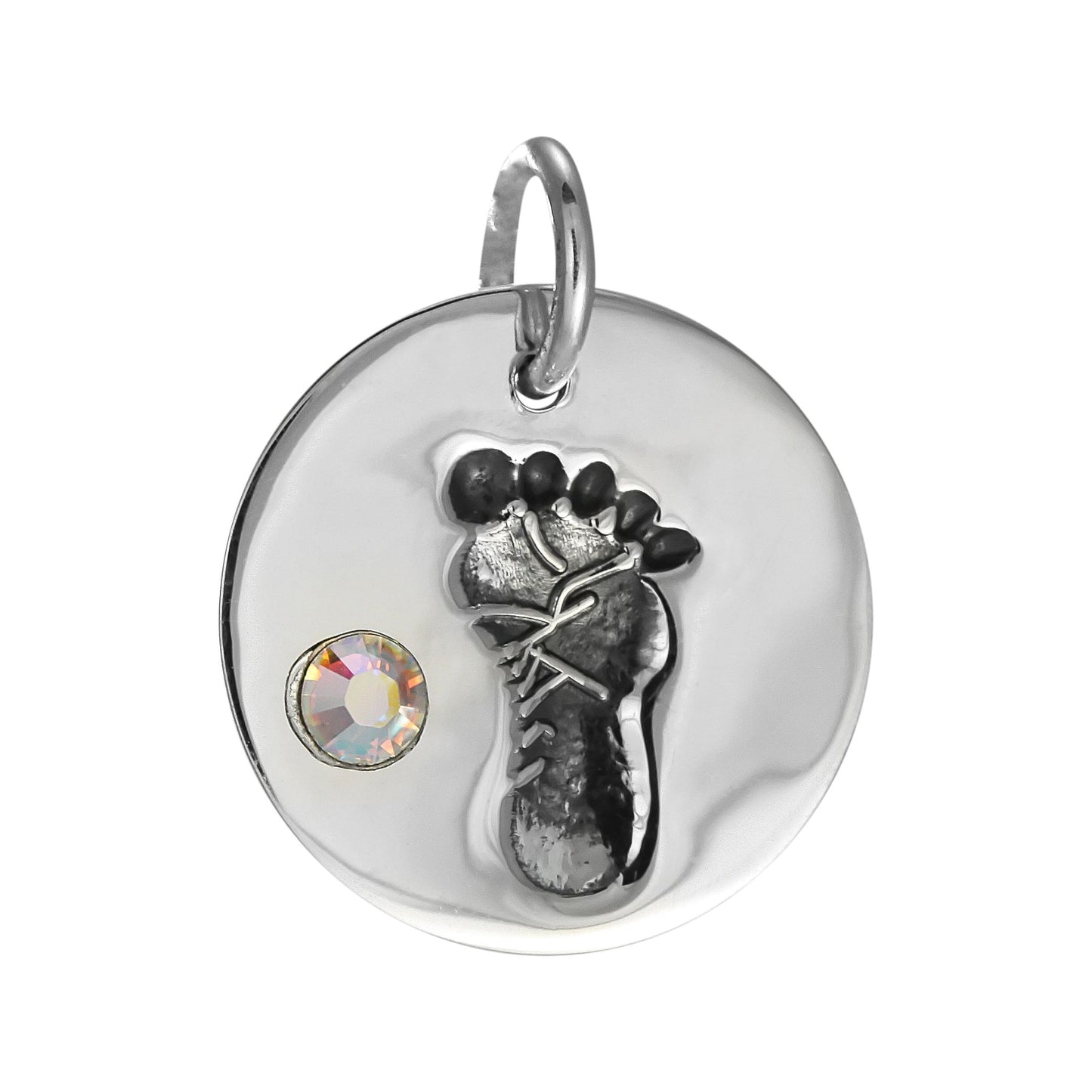Sterling Silver Birthstone Footprint Charms